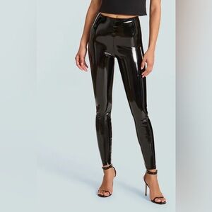 Commando Women's Black Patent faux vegan Leather shiny leggings  Pants NWT